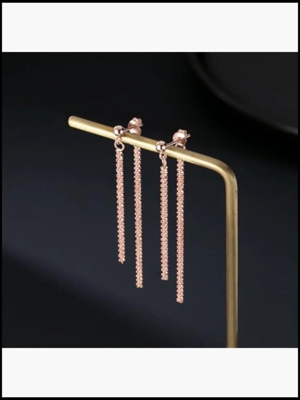 925 Sterling Silver Tassel Chain Dangle Earrings Minimalist Drop